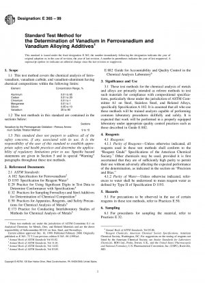 Standardtestmethoden zur Bestimmung von Vanadium in Ferrovanadium und Vanadiumlegierungszusätzen (zurückgezogen 2005)