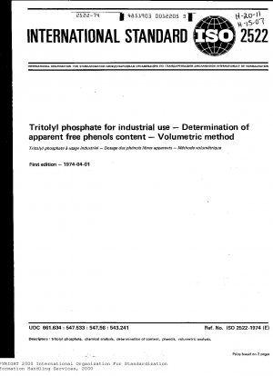 Tritolylphosphat für industrielle Zwecke; Bestimmung des scheinbaren Gehalts an freien Phenolen; Volumetrische Methode