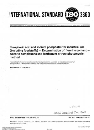 Phosphorsäure und Natriumphosphate für industrielle Zwecke (einschließlich Lebensmittel); Bestimmung des Fluorgehalts; photometrische Methode mit Alizarin-Komplexon und Lanthannitrat