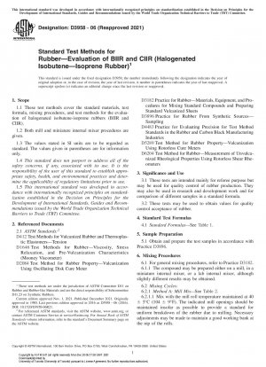 Standardtestmethoden für Gummi – Bewertung von BIIR und CIIR (halogeniertes Isobuten – Isoprenkautschuk)