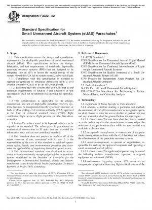 Standardspezifikation für Fallschirme für kleine unbemannte Flugzeugsysteme (sUAS).