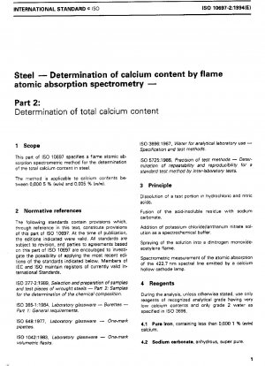 Stahl; Bestimmung des Calciumgehalts mittels Flammen-Atomabsorptionsspektrometrie; Teil 2: Bestimmung des Gesamtcalciumgehalts