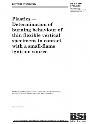 Kunststoffe – Bestimmung des Brennverhaltens dünner, flexibler vertikaler Proben in Kontakt mit einer Zündquelle mit kleiner Flamme