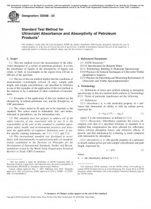 Standardtestmethode für die UV-Absorption und das Absorptionsvermögen von Erdölprodukten