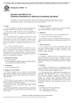 Standardtestverfahren für die chemische Beständigkeit elektrischer Isolierlacke