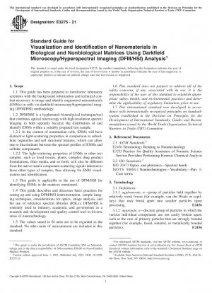 Standardhandbuch zur Visualisierung und Identifizierung von Nanomaterialien in biologischen und nichtbiologischen Matrizen mithilfe der Dunkelfeldmikroskopie/Hyperspectral Imaging (DFM/HSI)-Analyse