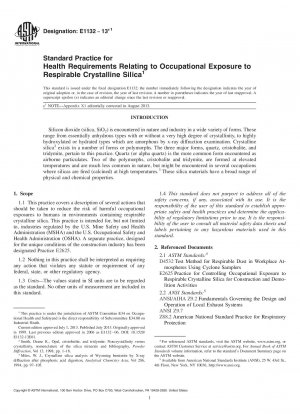 Standardpraxis für Gesundheitsanforderungen im Zusammenhang mit der berufsbedingten Exposition gegenüber alveolengängiger kristalliner Kieselsäure