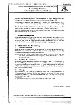 Deutsche Einheitsverfahren zur Untersuchung von Wasser, Abwasser und Schlamm; Kationen (Gruppe E); Bestimmung von Ammoniak-Stickstoff (E 5)