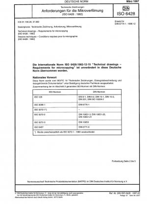 Technische Zeichnungen – Anforderungen für das Mikrokopieren (ISO 6428:1982)
