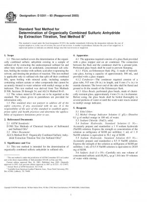 Standardtestmethode zur Bestimmung von organisch gebundenem Schwefelsäureanhydrid durch Extraktionstitration, Testmethode B