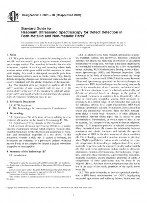Standardhandbuch für resonante Ultraschallspektroskopie zur Defekterkennung in metallischen und nichtmetallischen Teilen