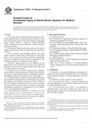 Standardleitfaden zur beschleunigten Alterung steriler Barrieresysteme für Medizinprodukte