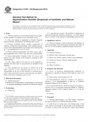 Standardtestmethode für die Verseifungszahl (empirisch) von synthetischen und natürlichen Wachsen