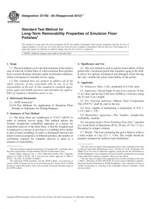 Standardtestmethode für Langzeitentfernungseigenschaften von Emulsions-Bodenpolituren