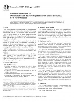 Standardtestmethode zur Bestimmung der relativen Kristallinität von Zeolith-Natrium A durch Röntgenbeugung