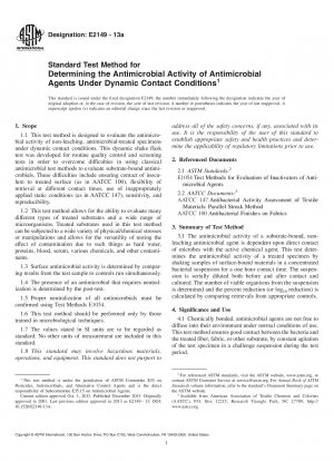 Standardtestmethode zur Bestimmung der antimikrobiellen Aktivität antimikrobieller Wirkstoffe unter dynamischen Kontaktbedingungen