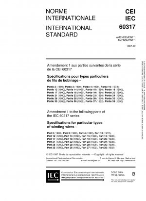 Ergänzung 1 Spezifikationen für bestimmte Arten von Wickeldrähten Teil 26: Polyamidimid-lackierter Rundkupferdraht, Klasse 200 (Ausgabe 2.0)