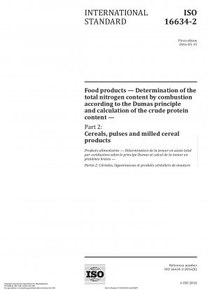 Lebensmittelprodukte - Bestimmung des Gesamtstickstoffgehalts durch Verbrennung nach dem Dumas-Prinzip und Berechnung des Rohproteingehalts - Teil 2: Getreide, Hülsenfrüchte und Getreidemahlprodukte