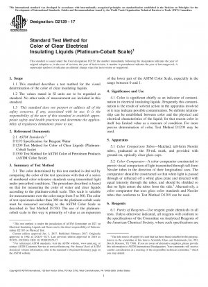 Standardtestmethode für die Farbe klarer elektrischer Isolierflüssigkeiten (Platin-Kobalt-Skala)