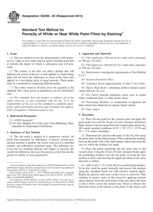 Standardtestmethode für die Porosität von weißen oder nahezu weißen Farbfilmen durch Fleckenbildung
