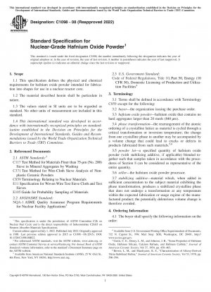 Standardspezifikation für Hafniumoxidpulver in Nuklearqualität
