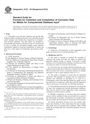 Standardhandbuch für Formate zur Erfassung und Zusammenstellung von Korrosionsdaten für Metalle zur computergestützten Datenbankeingabe