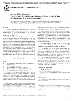 Standardtestmethode für die Partikelgrößenverteilung von Hochleistungskeramik durch Röntgenüberwachung der Schwerkraftsedimentation