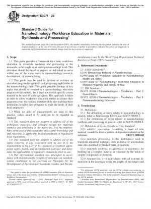 Standardleitfaden für die Ausbildung von Nanotechnologie-Arbeitskräften in der Materialsynthese und -verarbeitung