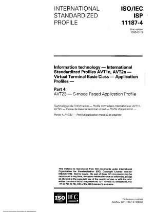 Informationstechnologie – International standardisierte Profile AVT1n, AVT2n – Basisklasse für virtuelle Terminals – Anwendungsprofile – Teil 4: AVT23 – S-Modus-Seitenanwendungsprofil