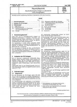 Heizungs-, Lüftungs-und Klimaanlagen; RLT-Anlagen in Laboren (VDI-Merkblatt)