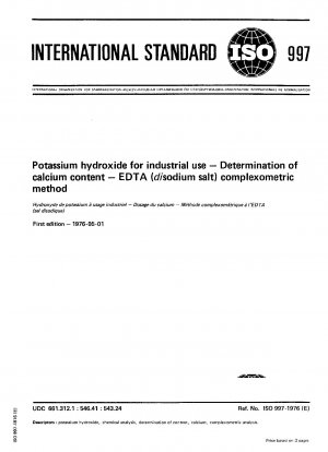 Kaliumhydroxid für industrielle Zwecke; Bestimmung des Calciumgehalts; EDTA (Dinatriumsalz) komplexometrische Methode