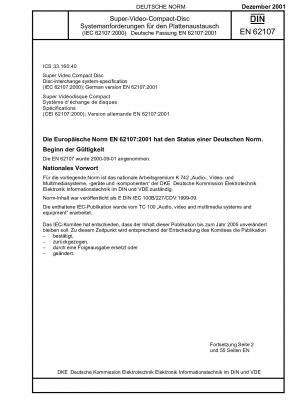 Super-Video-CD – Disc-Austauschsystem-Spezifikation (IEC 62107:2000); Deutsche Fassung EN 62107:2001