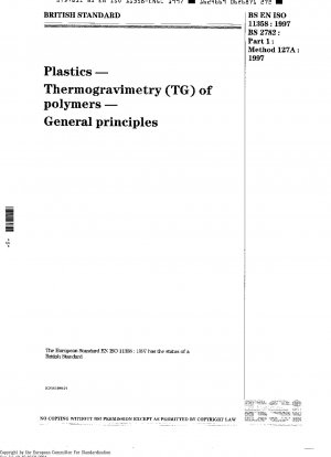 Kunststoffe – Thermogravimetrie (TG) von Polymeren – Allgemeine Grundsätze ISO 11358: 1997