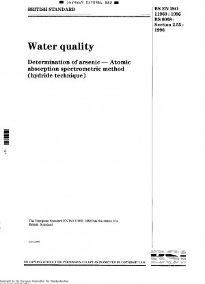 Wasserqualität – Bestimmung von Arsen – Atomabsorptionsspektrometrische Methode (Hydridtechnik) (ISO 11969: 1996)