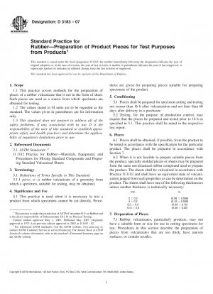 Standardpraxis für Gummi8212;Vorbereitung von Produktstücken für Testzwecke aus Produkten