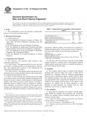 Standardspezifikation für rohe und gebrannte Siena-Pigmente