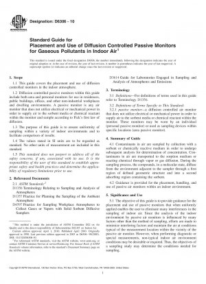 Standardhandbuch für die Platzierung und Verwendung diffusionsgesteuerter passiver Monitore für gasförmige Schadstoffe in der Raumluft