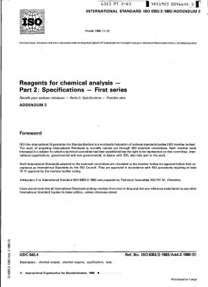 Reagenzien für die chemische Analyse; Teil 2: Spezifikationen; Erste Serie