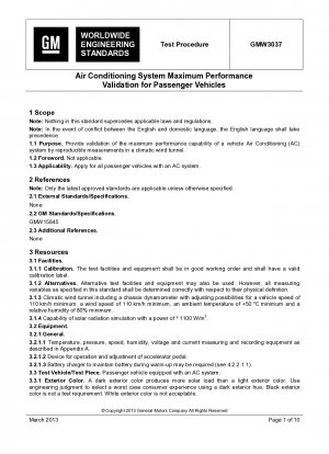 Validierung der maximalen Leistung von Klimaanlagen für Personenkraftwagen, Ausgabe 4; Englisch
