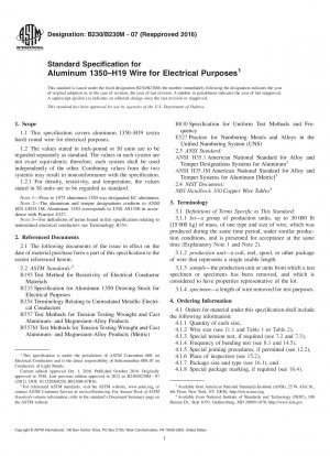 Standardspezifikation für Aluminium 1350&x2013;H19-Draht für elektrische Zwecke