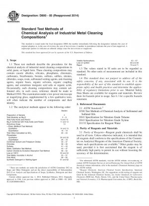 Standardtestmethoden der chemischen Analyse industrieller Metallreinigungszusammensetzungen