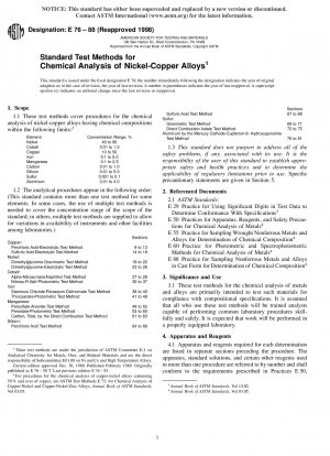 Standardtestmethoden für die chemische Analyse von Nickel-Kupfer-Legierungen (zurückgezogen 2003)