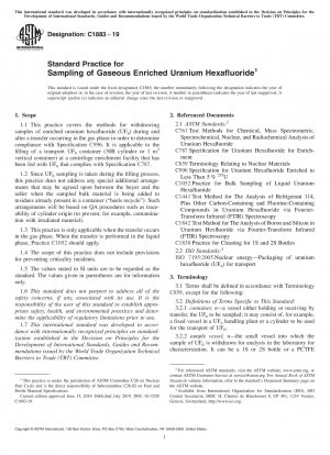 Standardpraxis für die Probenahme von gasförmigem angereichertem Uranhexafluorid