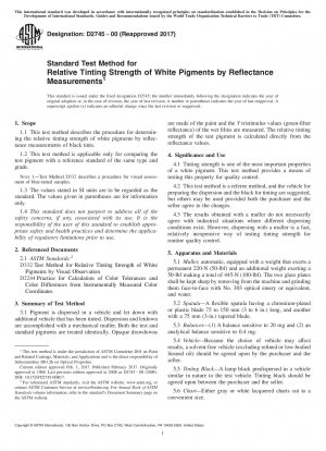 Standardtestmethode für die relative Farbstärke von Weißpigmenten durch Reflexionsmessungen