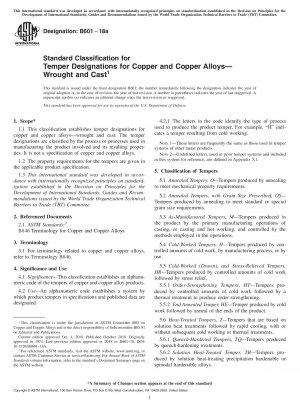 Standardklassifizierung für Zustandsbezeichnungen für Kupfer und Kupferlegierungen – Schmiede- und Gusslegierungen