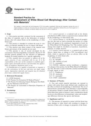 Standardpraxis zur Beurteilung der Morphologie weißer Blutkörperchen nach Kontakt mit Materialien (zurückgezogen 2007)