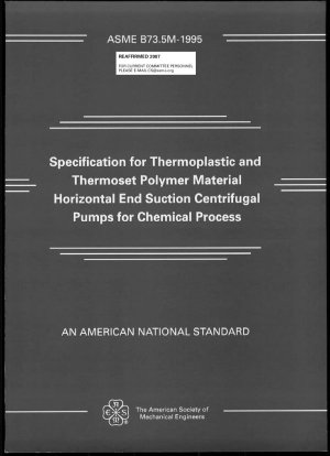 Spezifikation für horizontale Saugkreiselpumpen aus thermoplastischen und duroplastischen Polymermaterialien für chemische Prozesse