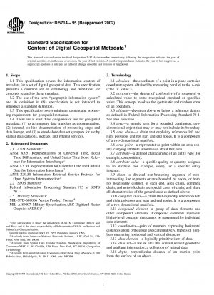 Standardspezifikation für den Inhalt digitaler Geometadaten