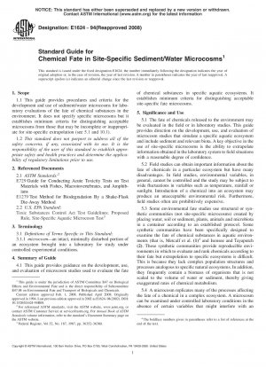 Standardhandbuch für den chemischen Verbleib in ortsspezifischen Sediment-/Wassermikrokosmen