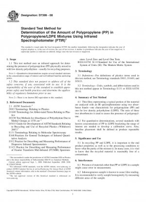 Standardtestmethode zur Bestimmung der Menge an Polypropylen (PP) in Polypropylen/LDPE-Mischungen mittels Infrarotspektrophotometer (FTIR)